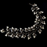 Accesoriu modern pentru decor par WED45FF Bronz cu cristale si perle de 35cm Accesoriu modern pentru decor par WED45FF Bronz cu cristale si perle de 35cm